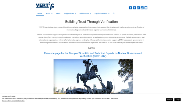 Screenshot of the The Verification Research Training And Information Centre ( Vertic ) website