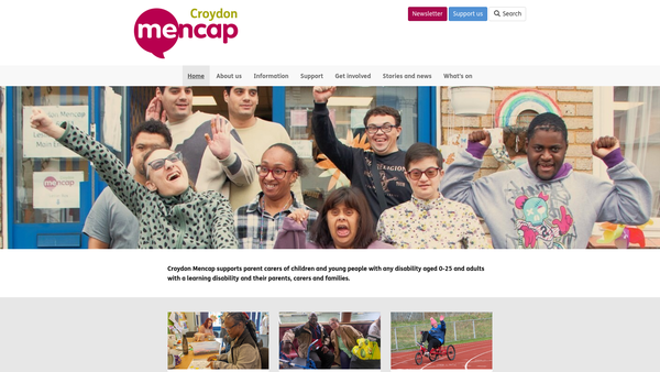 Screenshot of the Croydon Mencap website