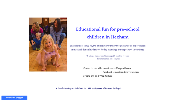 Screenshot of the Music And Movement Of Hexham And Tynedale website
