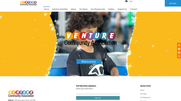 Screenshot of the Venture Community Association website