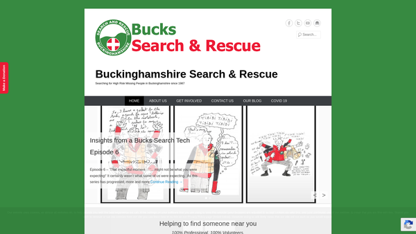 Screenshot of the Bucks Search & Rescue website