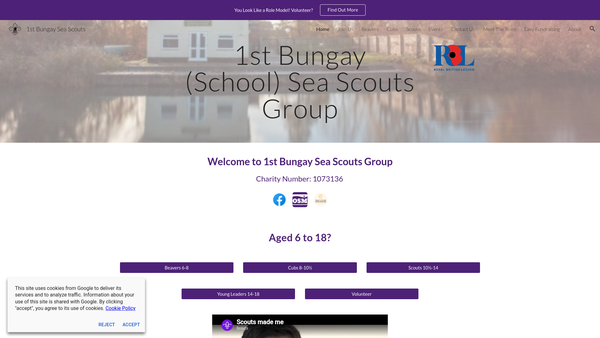 Screenshot of the First Bungay ( School ) Sea Scout Group website