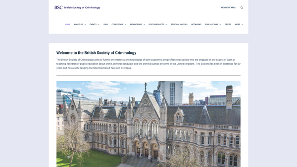 Screenshot of the British Society Of Criminology website
