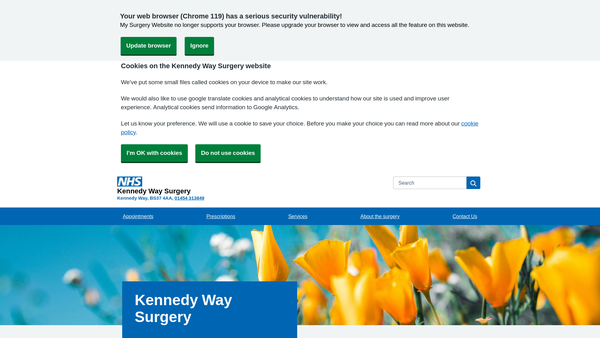 Screenshot of the Kennedy Way Patients Participation Group website