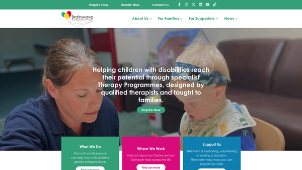 Screenshot of the The Brainwave Centre Limited website