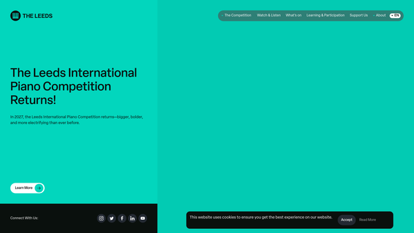 Screenshot of the Leeds International Piano Competition website