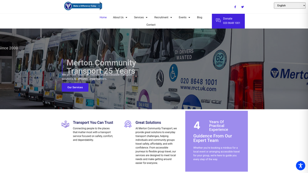 Screenshot of the Merton Community Transport website