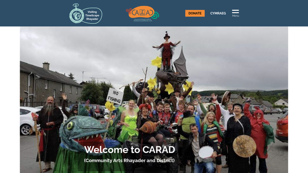 Screenshot of the Community Arts Rhayader And District website