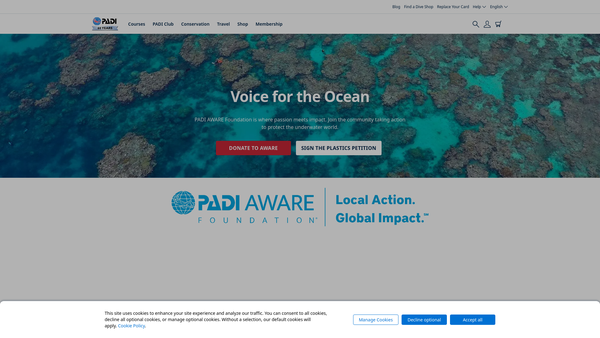 Screenshot of the Project Aware Foundation website