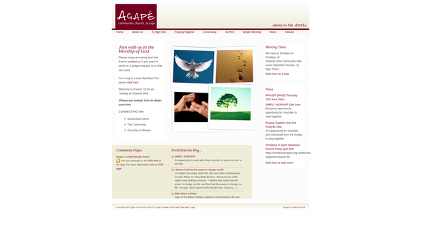 Screenshot of the Agape Community Church Ty-Sign website