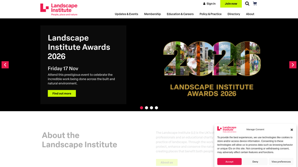 Screenshot of the The Landscape Institute website