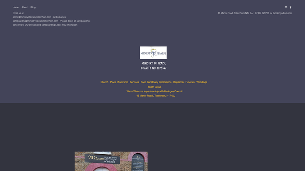 Screenshot of the Ministry Of Praise website