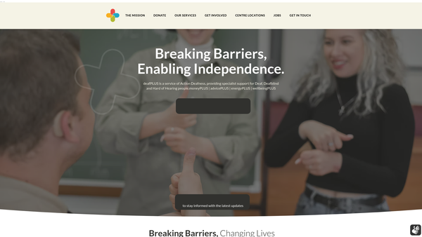 Screenshot of the Breakthrough (Deaf-Hearing Integration) website