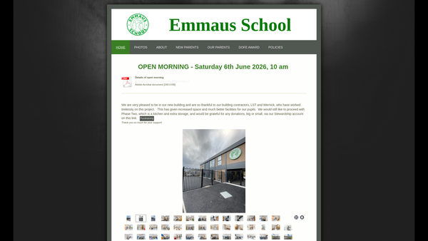 Screenshot of the Emmaus School Ltd website