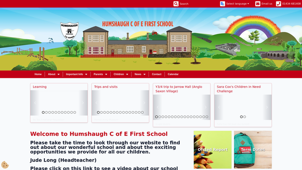 Screenshot of the Friends Of Humshaugh Church Of England Aided First School website
