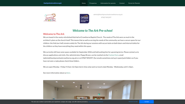 Screenshot of the The Ark Pre-School website