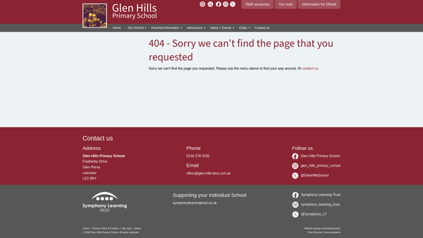 Screenshot of the Glen Hills Primary School Parent Staff Association website