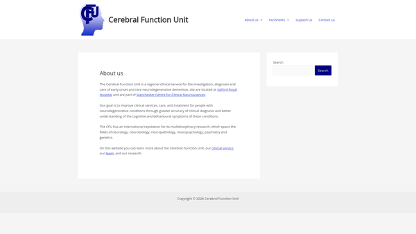 Screenshot of the Manchester Neurological Research Trust Fund website