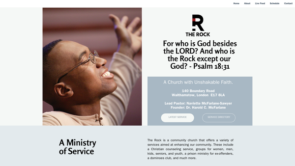 Screenshot of the Built On The Rock International Ministries website