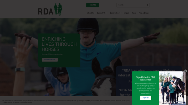 Screenshot of the Headley Riding For The Disabled Association website