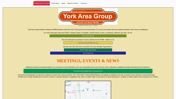 Screenshot of the York Area Group Of North York Moors Railway website