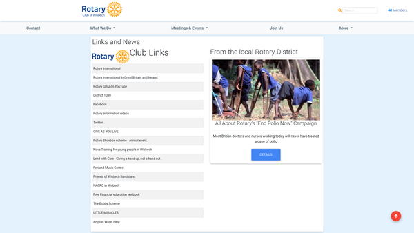 Screenshot of the Rotary Club Of Wisbech Trust Fund website