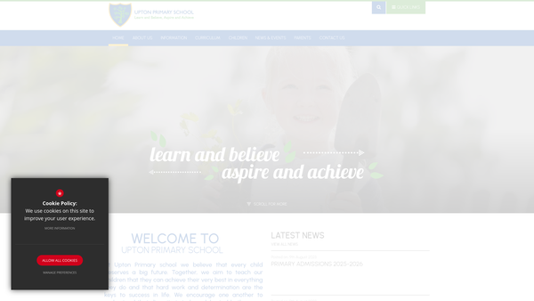 Screenshot of the Upton Primary School PTFA website