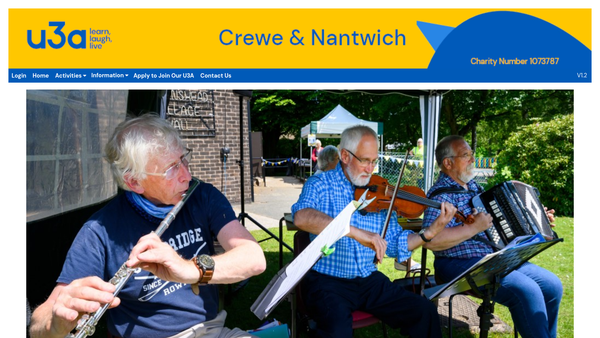 Screenshot of the Crewe And Nantwich U3A website