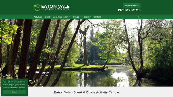 Screenshot of the Eaton Vale Scout & Guide Activity Centre Limited website
