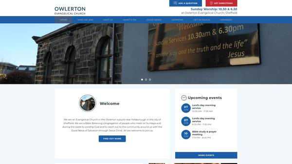 Screenshot of the Owlerton Wesleyan Reform Church website
