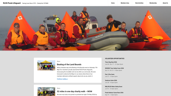 Screenshot of the Rlss Poole Lifeguard website