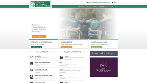 Screenshot of the Friends Of Watford Grammar School For Boys website