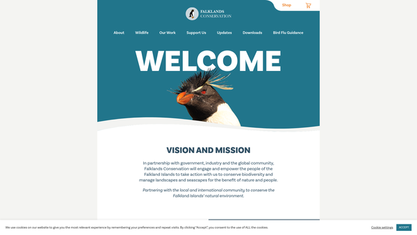 Screenshot of the Falklands Conservation website