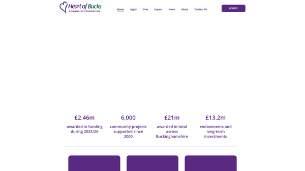 Screenshot of the Buckinghamshire Community Foundation website