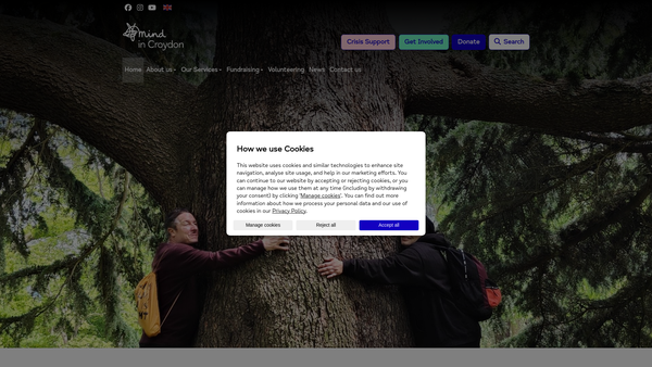 Screenshot of the Mind In Croydon Ltd website