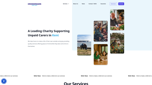 Screenshot of the Crossroads Care Kent website