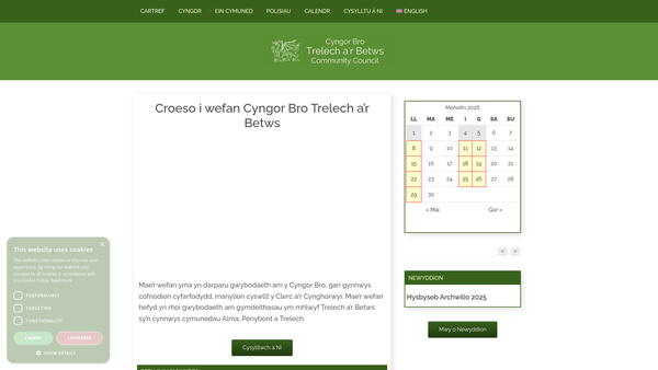 Screenshot of the Trelech General Charity website
