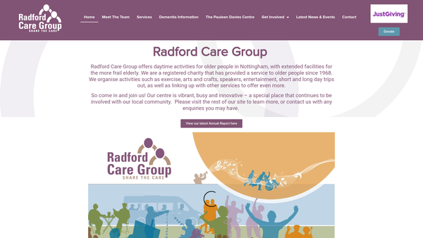 Screenshot of the Radford Care Group website