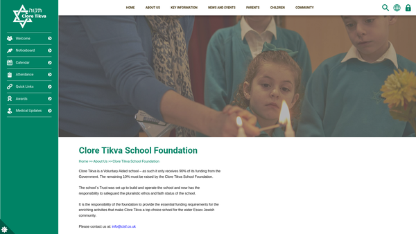 Screenshot of the Clore Tikva School Foundation website