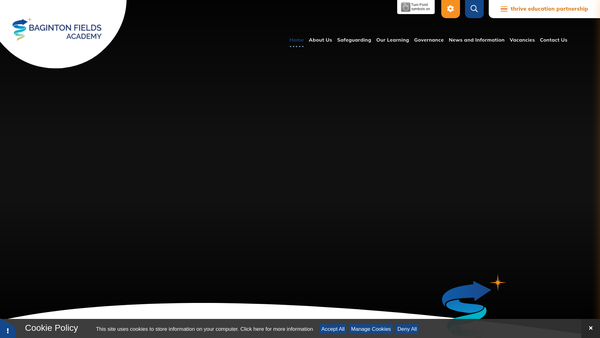 Screenshot of the Baginton Fields School Support Group website