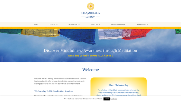 Screenshot of the The London Shambhala Meditation Centre website