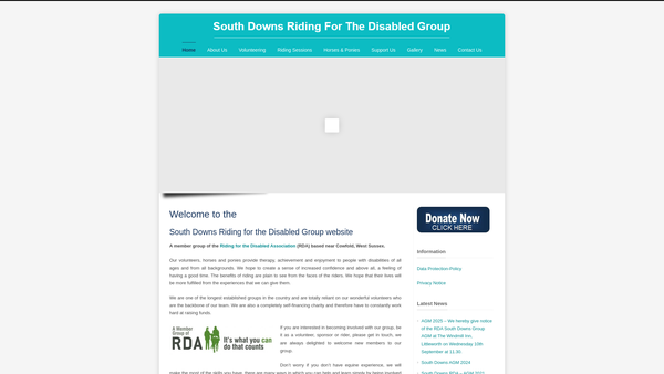 Screenshot of the South Downs Riding For The Disabled Association website