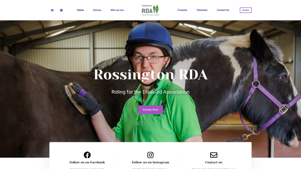 Screenshot of the Rossington Hall Group Doncaster Riding For The Disabled website