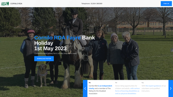 Screenshot of the Cornilo Group Riding For The Disabled Association website