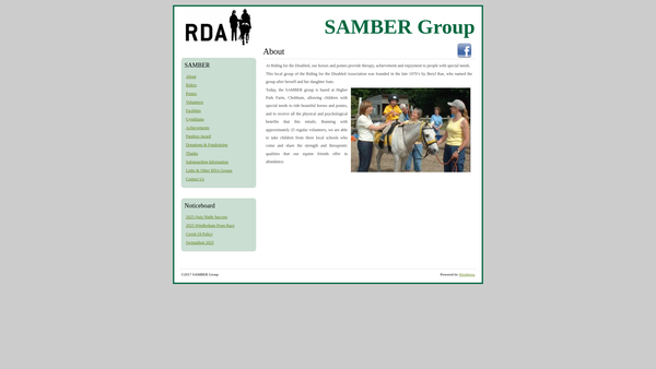 Screenshot of the Samber Riding For The Disabled Group website
