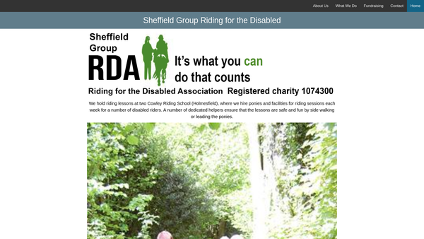 Screenshot of the Sheffield Branch Riding For The Disabled Association website