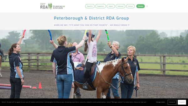 Screenshot of the Peterborough And District Riding For The Disabled Association website