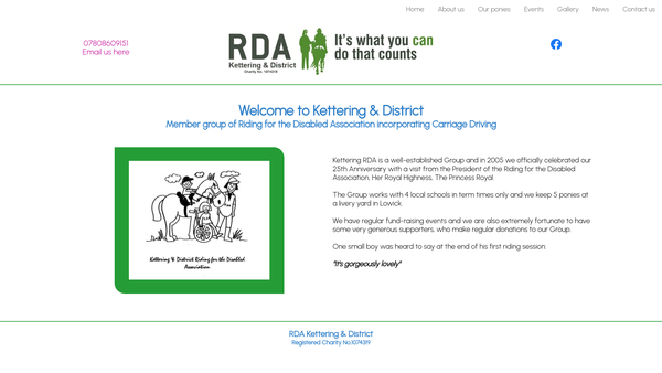 Screenshot of the Kettering District Group Riding Disabled Association website