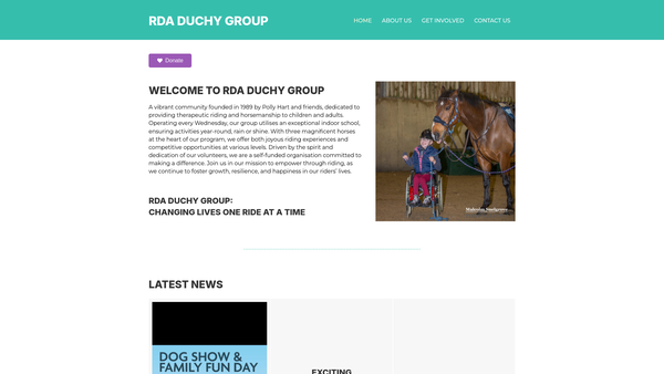 Screenshot of the Duchy College Riding For The Disabled Association website