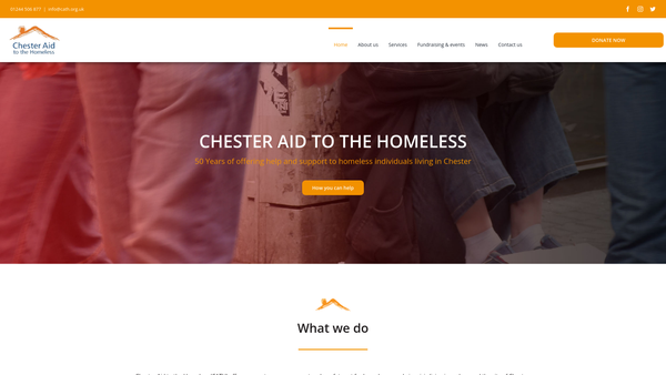 Screenshot of the Chester Aid To The Homeless website